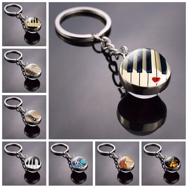 Picture Of Musical Instrument - Piano sleutelhanger muziekinstrumenten gespleten foto glazen